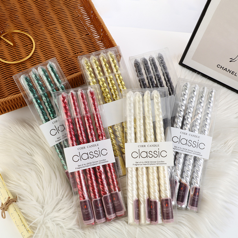 Holiday Candle Set - 4 stuks Europese stijl lange-polige gekleurde