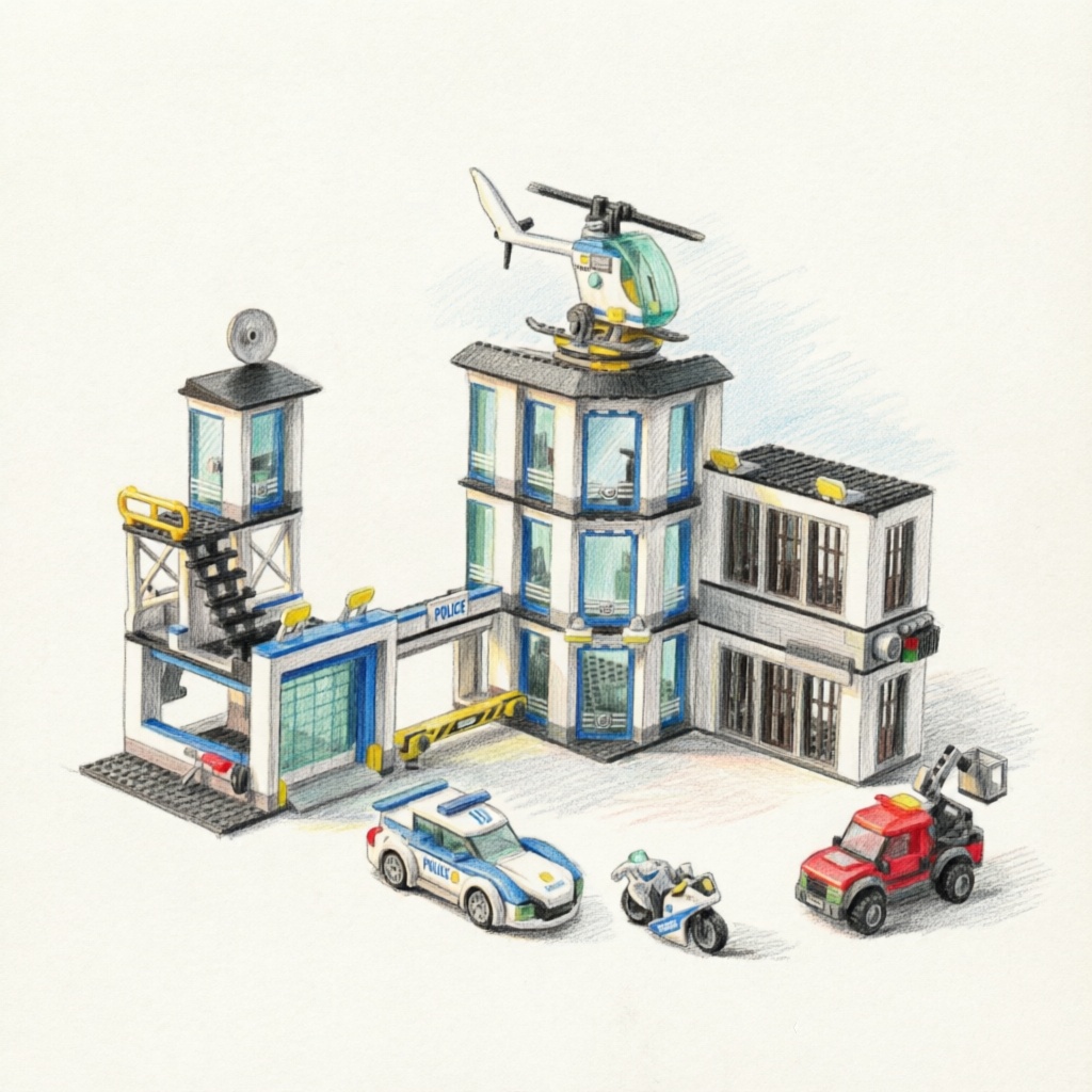 Lego Set Creator - Speciale Politiebureau Militair Gebouw Stadmodel Set