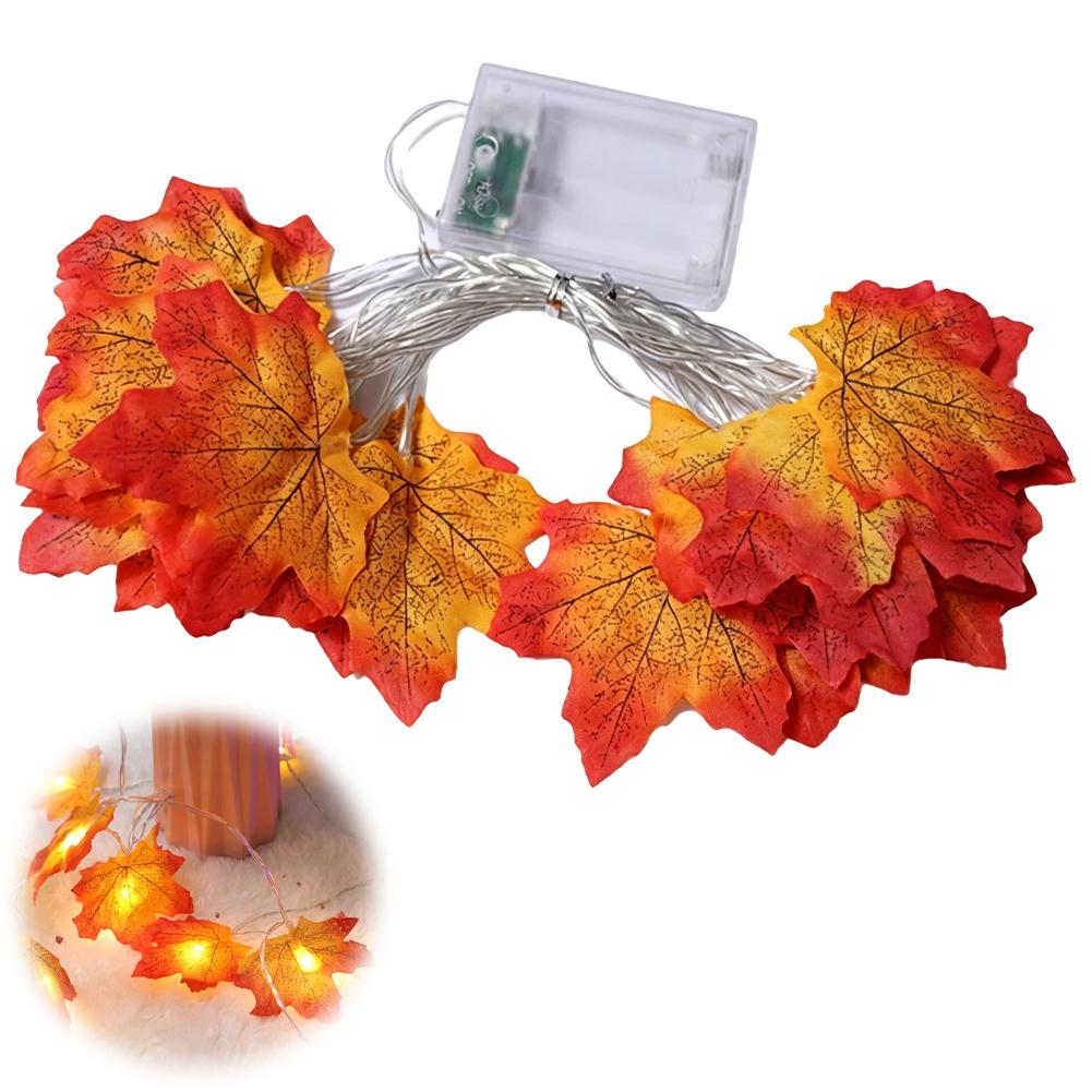 Led Fairy String Lights - Esdoornbladeren-slingerlichten LED batterijgevoed IP44 waterdicht herfstbladeren-feestringlicht