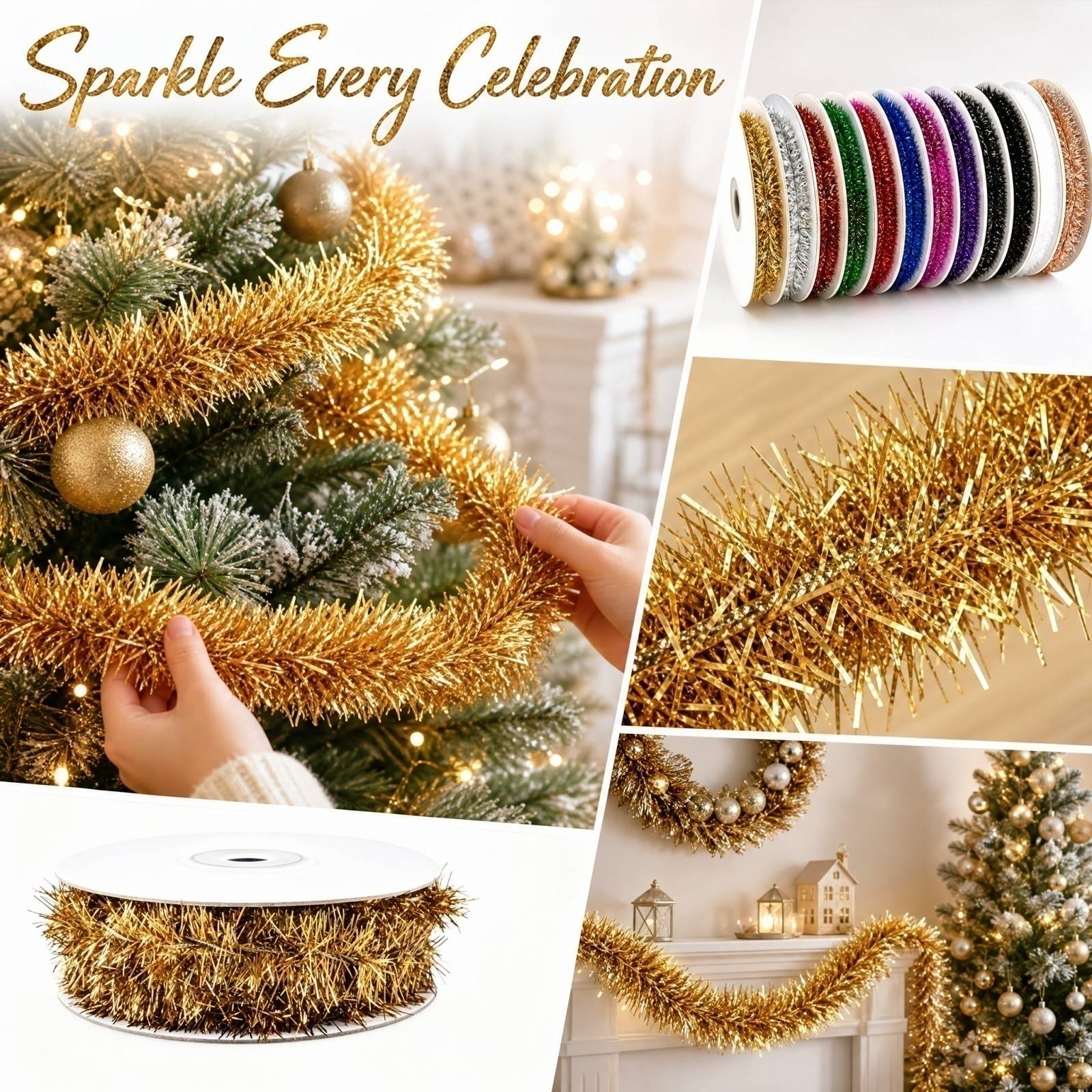 Tinsel Garland Decoration - Plastic Draadgirlande 5m Lang 9 Kleuren