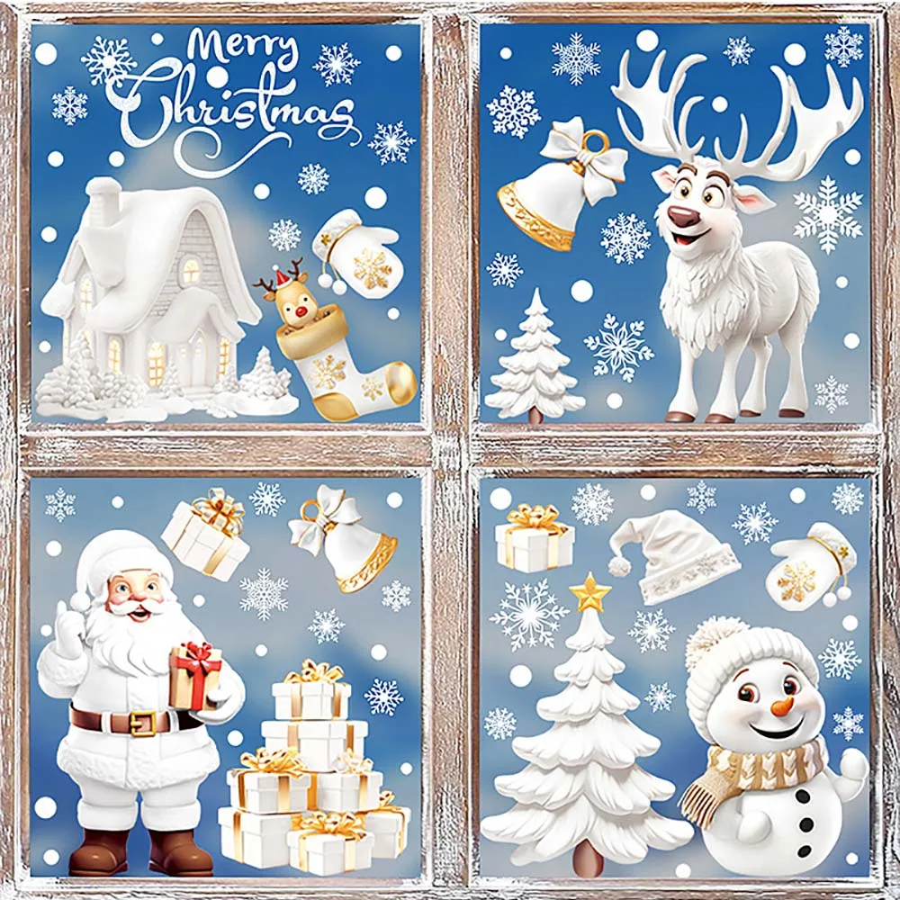 Snowflake Window Decal - 9 stks/set Kerst Raamstickers Kerstboom Huis