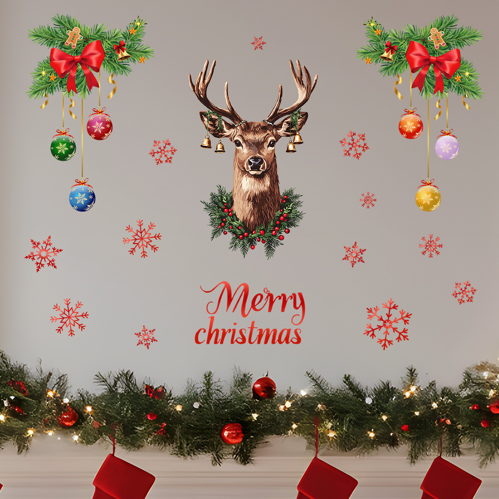 Kerst Sneeuwvlok Herten Hoofd  - Snowflake Window Decal recensie en prijs
